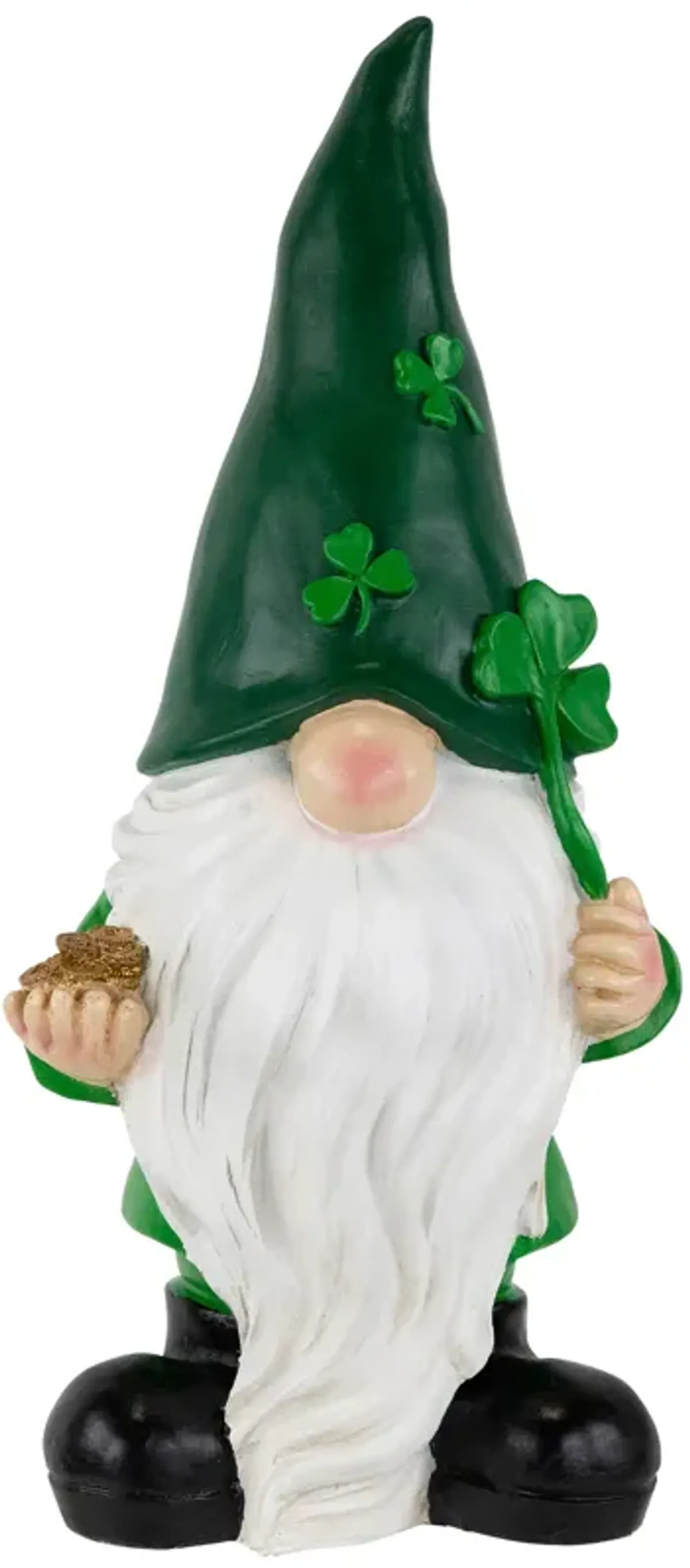 16.75" St. Patrick's Day Shamrock Gnome Outdoor Garden Statue