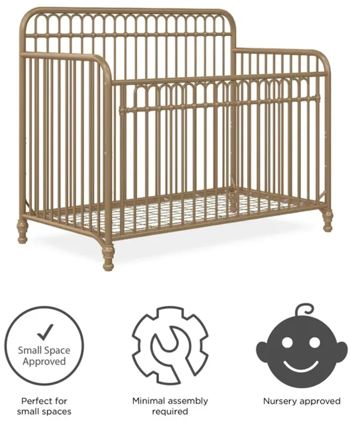 Little Seeds Ivy 3-in-1 Convertible Metal Crib