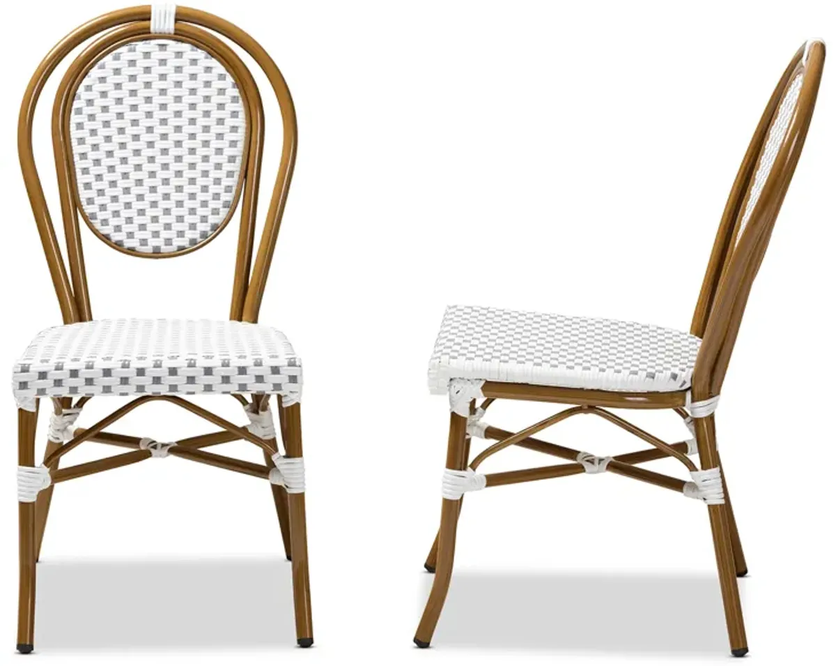 Baxton Studio Gauthier French Indoor and Outdoor Grey Stackable Bistro Dining Chairs Set of 2