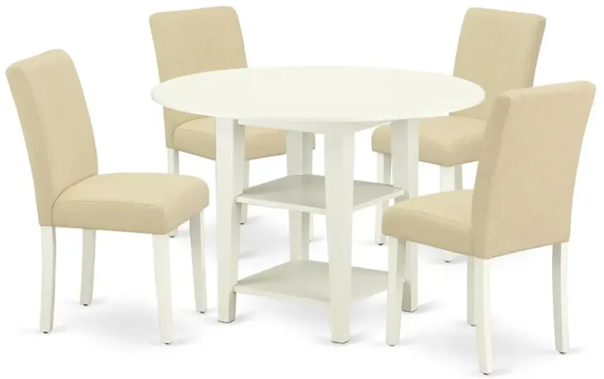 Dining Room Set Linen White, SUAB5-LWH-02