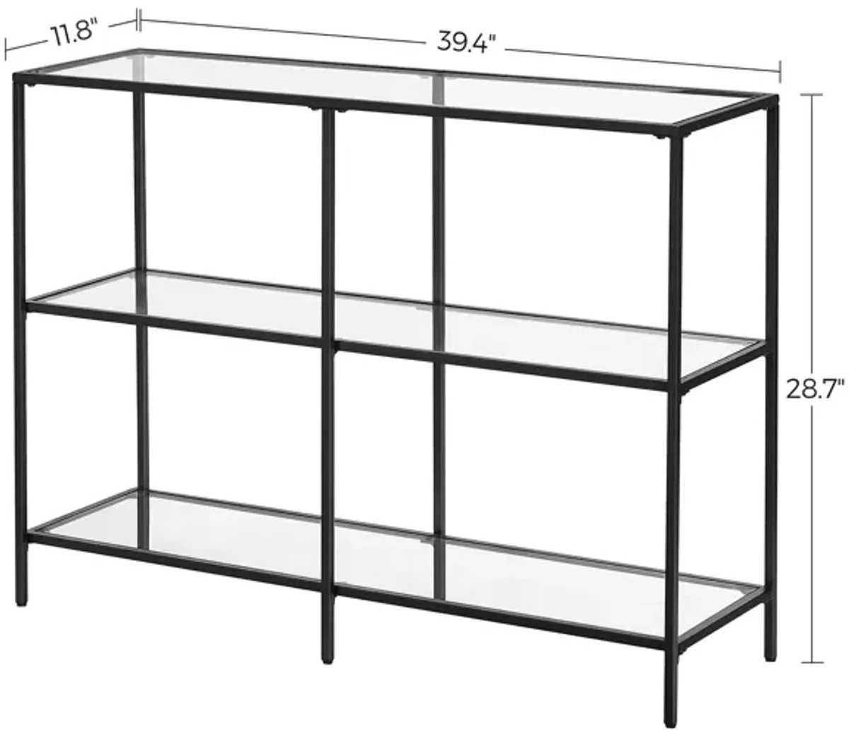 Stylish Console Table with 3 Shelves - Steel Frame, Tempered Glass, for Entryway or Living Room