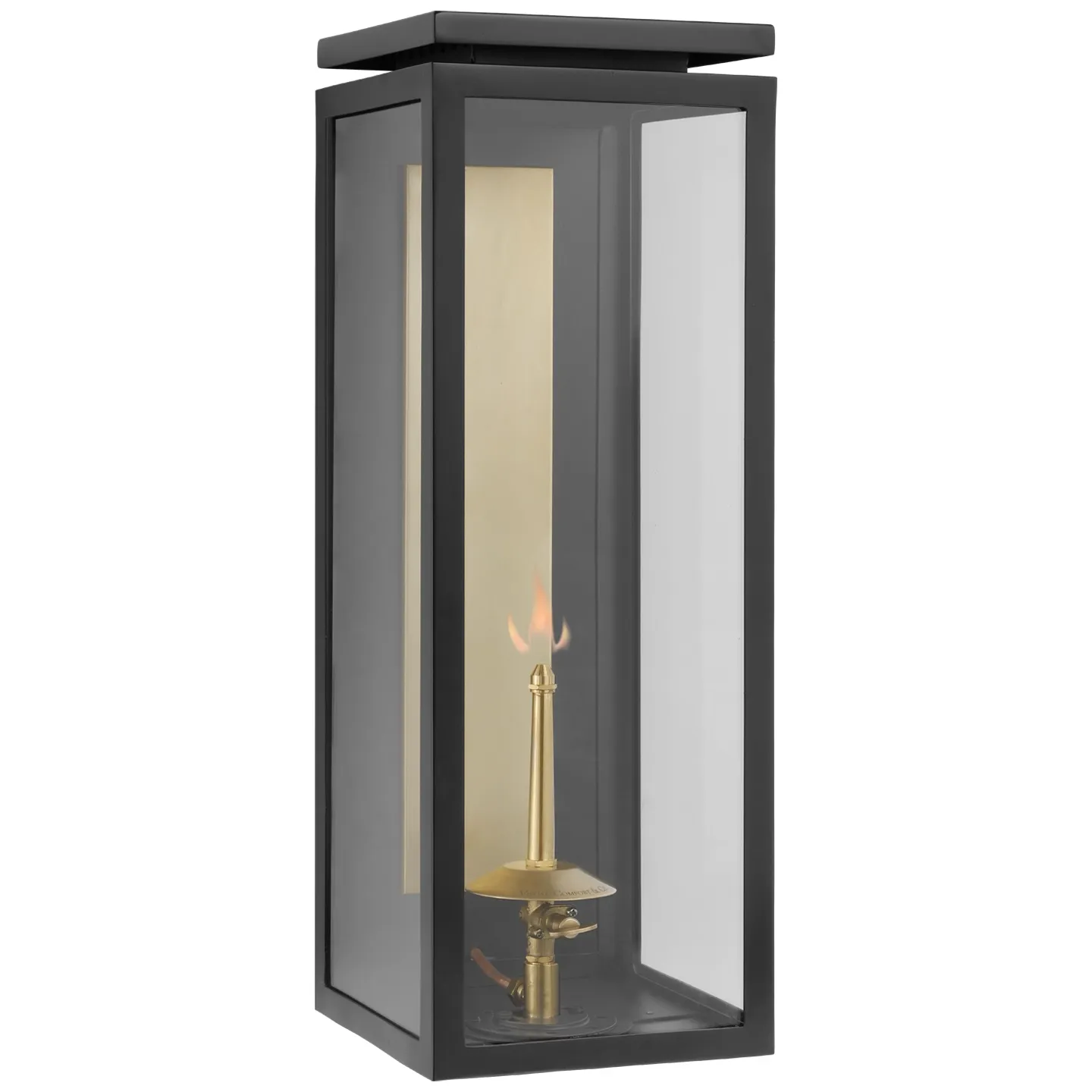 Fresno Large 3/4 Gas Wall Lantern in Matte Black with Clear Glass