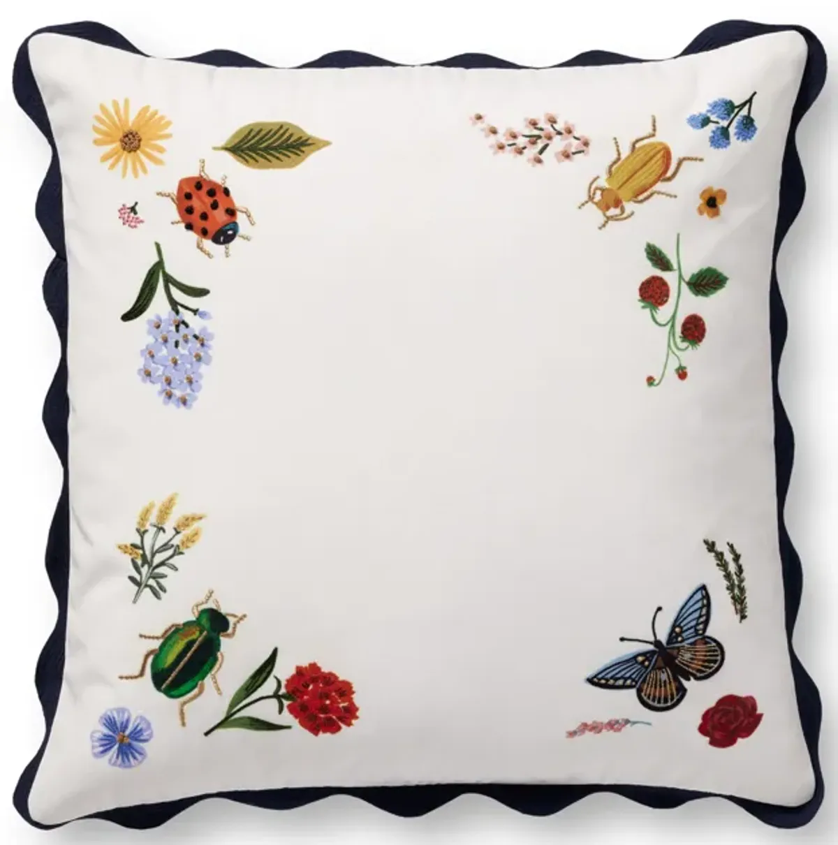 PRP0058 Curio White/Multi 22''x22'' Polyester Pillow by Rifle Paper Co. × Loloi