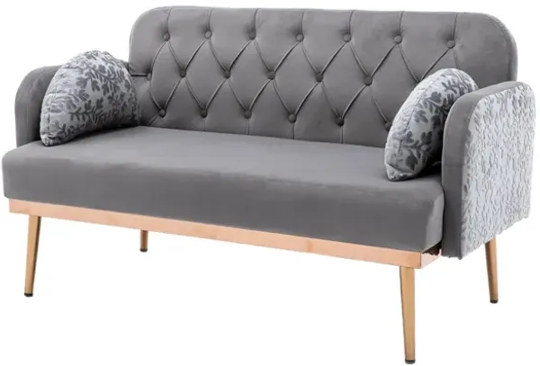 Velvet Sofa, Accent Sofa. Loveseat Sofa With Metal Feet