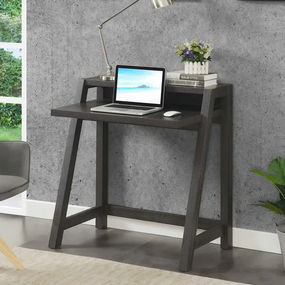 Convenience Concepts Newport Lilly 2 Tier Desk, Gray