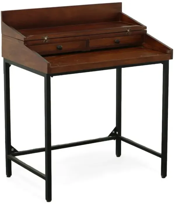 Carolina Living Raleigh Rustic Top Writing Desk - Chestnut/Black
