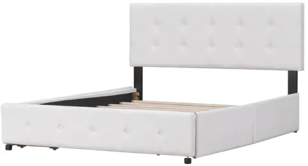 Merax Upholstered Platform Bed with Classic Headboard and 4 Drawers