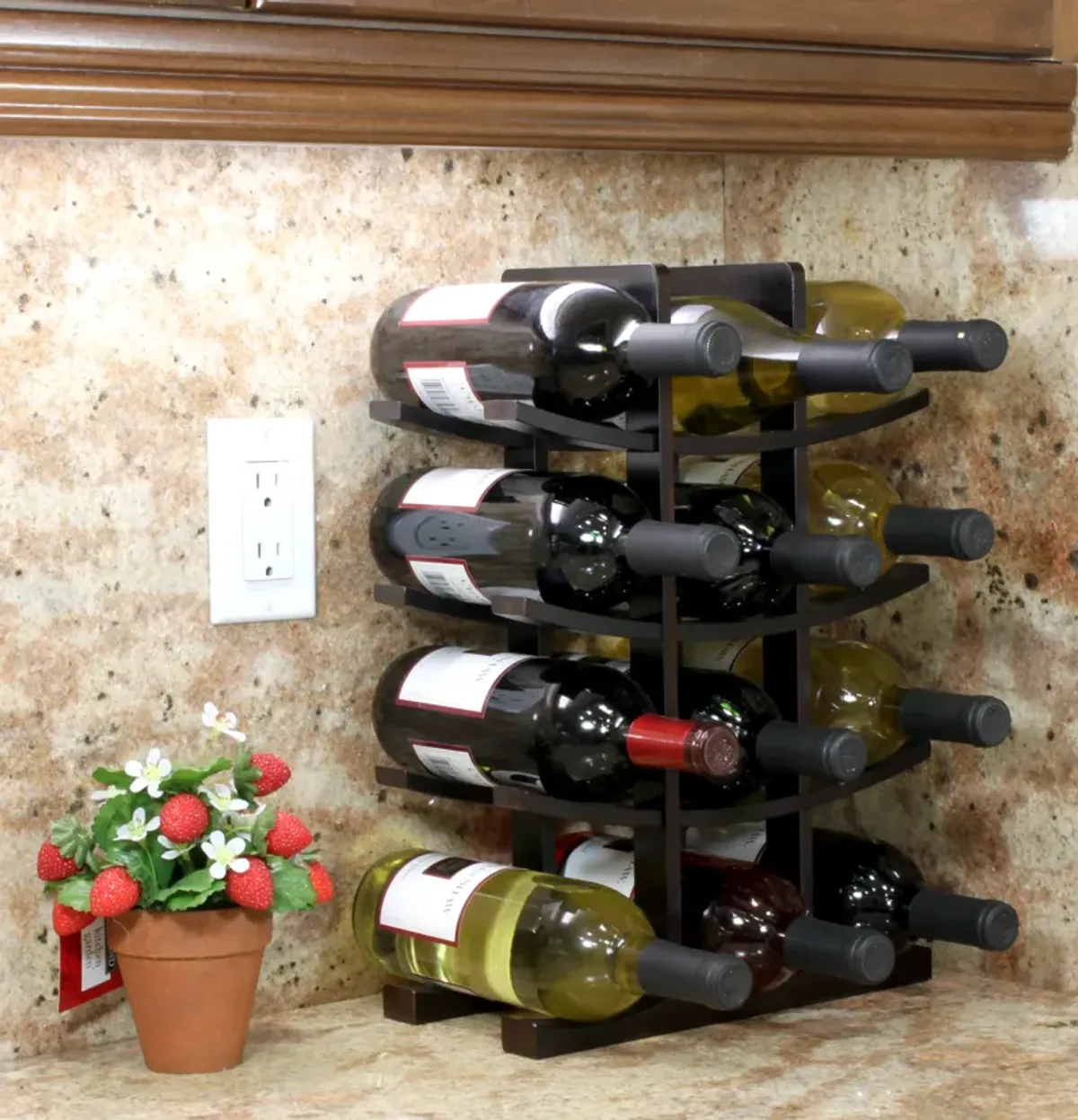 Oceanstar 12-Bottle Dark Espresso Bamboo Wine Rack