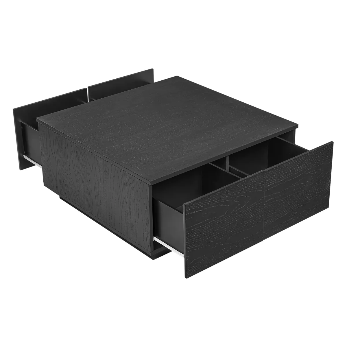 Merax Square Coffee Table with 4 Drawers, Walnut