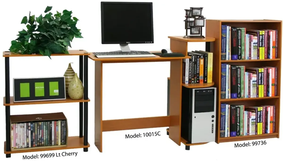 Hivvago Light Cherry Finish 3 Tier Storage Shelves Bookcase