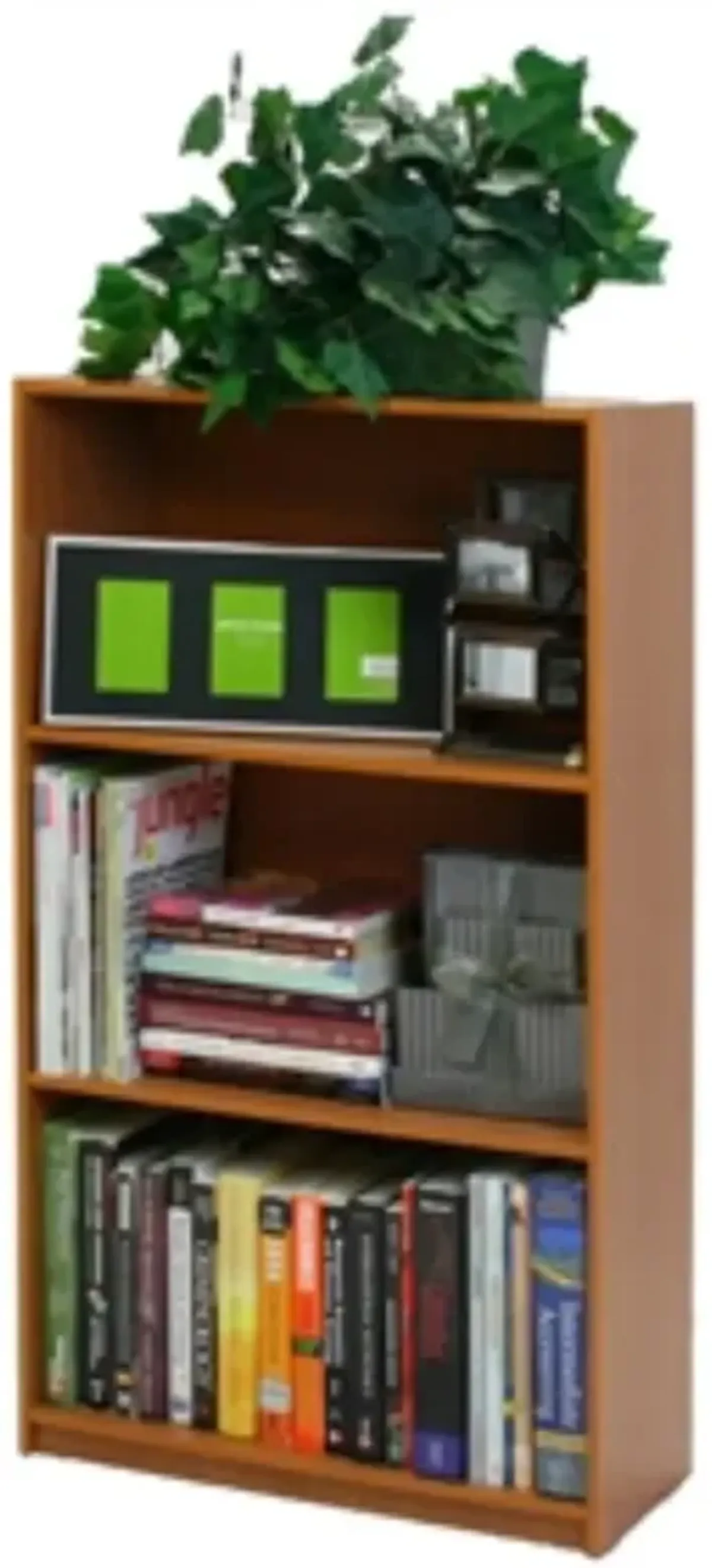 Hivvago Light Cherry Finish 3 Tier Storage Shelves Bookcase