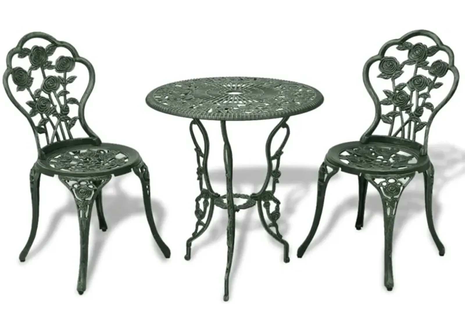 3 Piece Bistro Set Cast Aluminium Green