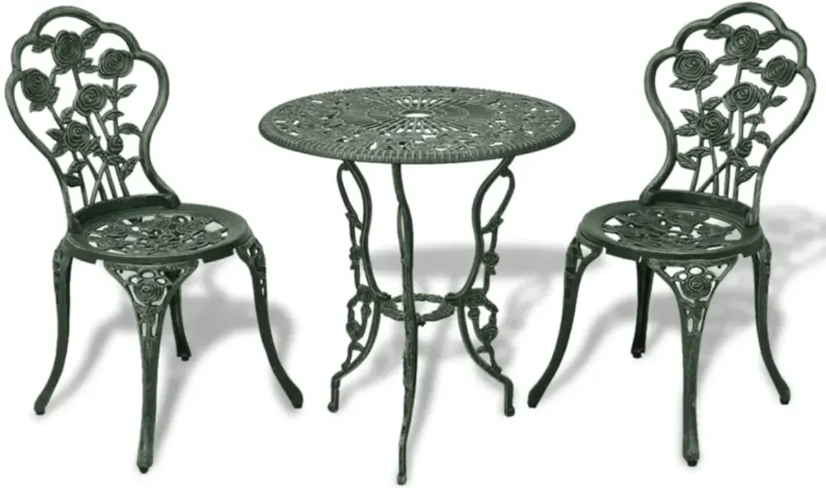 3 Piece Bistro Set Cast Aluminium Green