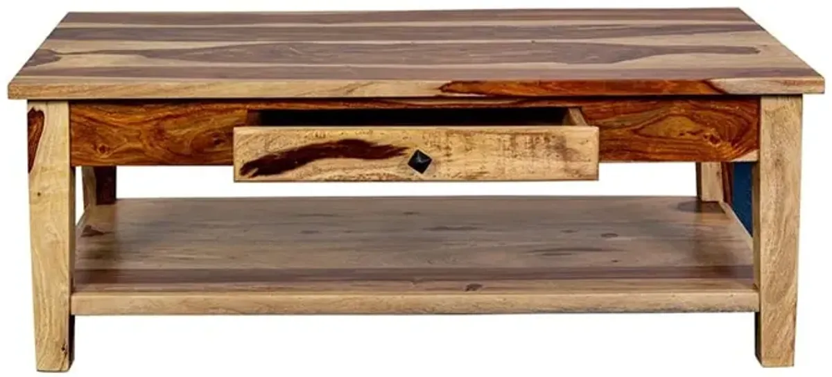 Porter Designs Taos Solid Sheesham Wood Coffee Table, Natural