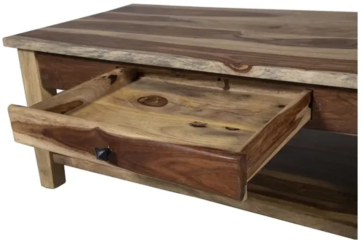 Porter Designs Taos Solid Sheesham Wood Coffee Table, Natural