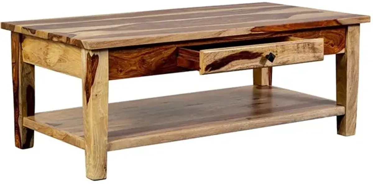 Porter Designs Taos Solid Sheesham Wood Coffee Table, Natural