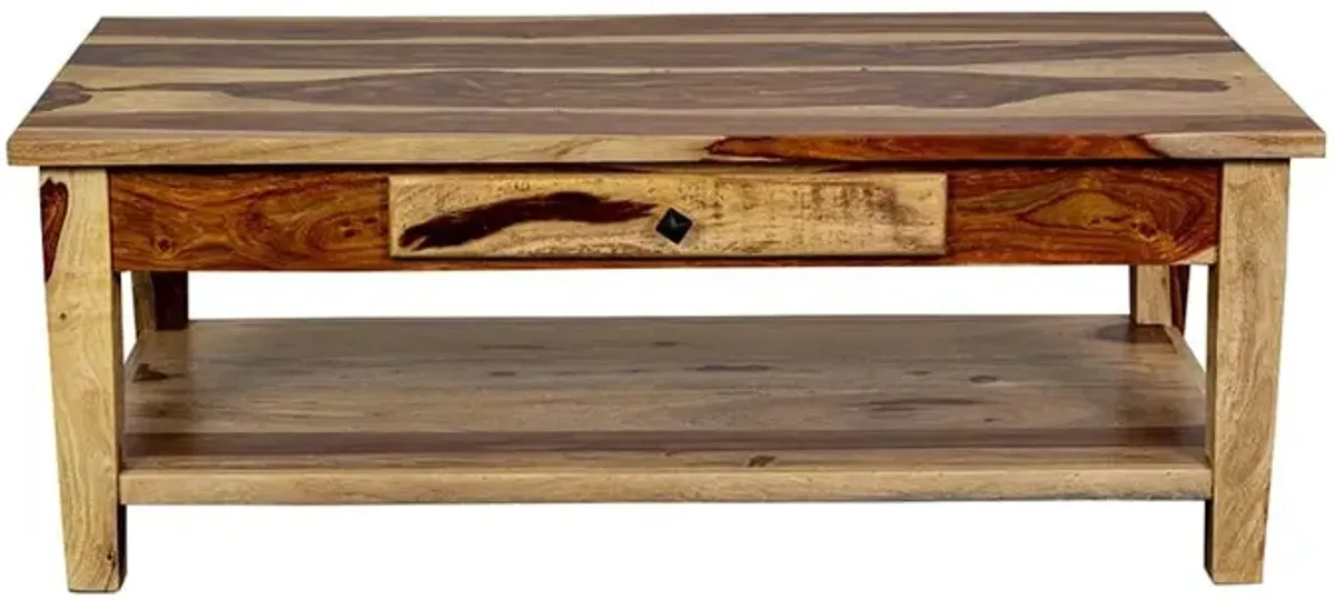 Porter Designs Taos Solid Sheesham Wood Coffee Table, Natural