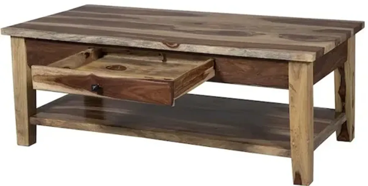 Porter Designs Taos Solid Sheesham Wood Coffee Table, Natural