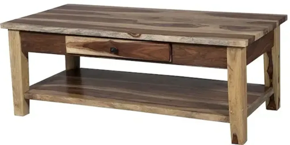 Porter Designs Taos Solid Sheesham Wood Coffee Table, Natural