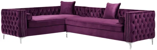 Inspired Home Clarinda Velvet Left Facing Corner Sectional Sofa