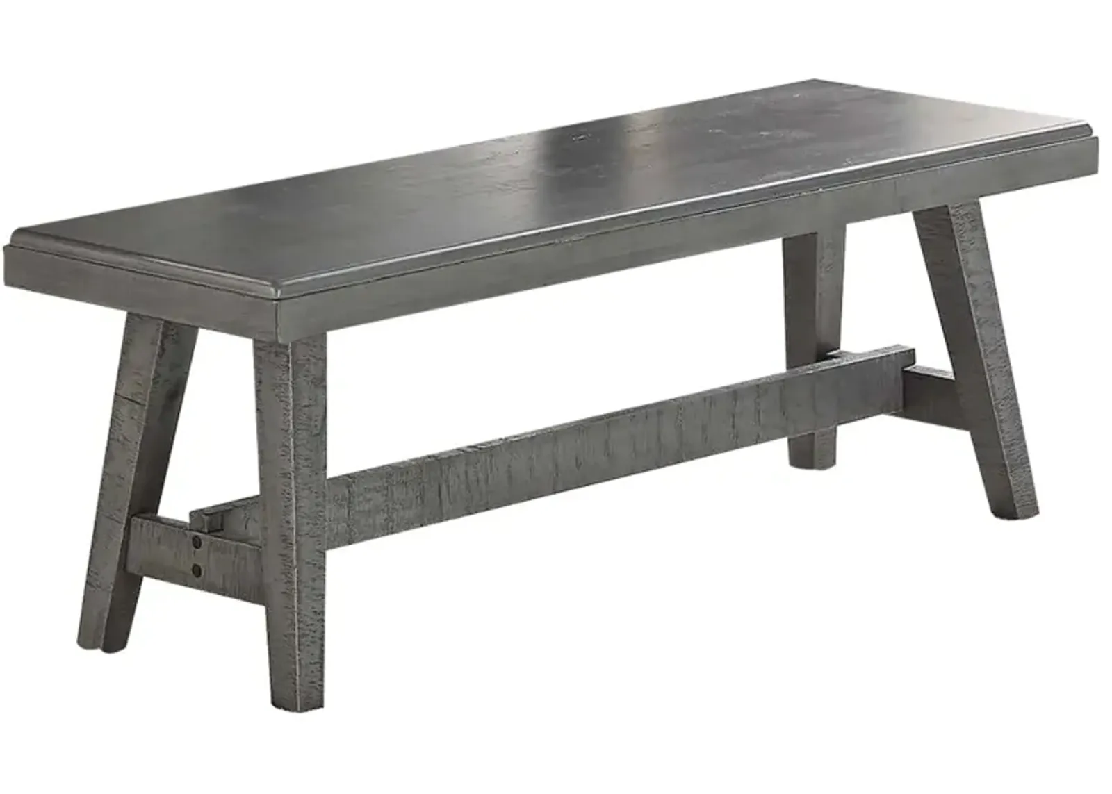 Alix 54 Inch Elegant Wood Dining Bench with Tapered Legs, Distressed Gray-Benzara