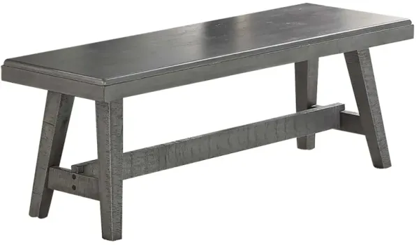 Alix 54 Inch Elegant Wood Dining Bench with Tapered Legs, Distressed Gray - Benzara
