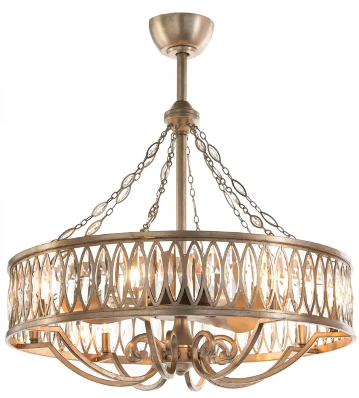 Marquise Crystal Eight-Light Pendant With Fan