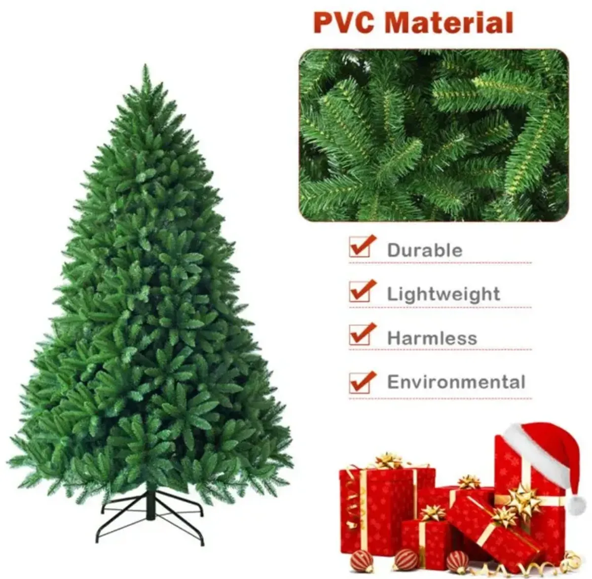 Hivvago 5 Feet Artificial Fir Christmas Tree with 600 Branch Tips