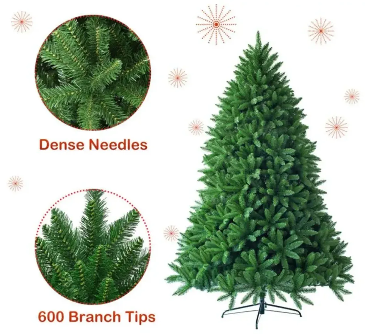 Hivvago 5 Feet Artificial Fir Christmas Tree with 600 Branch Tips