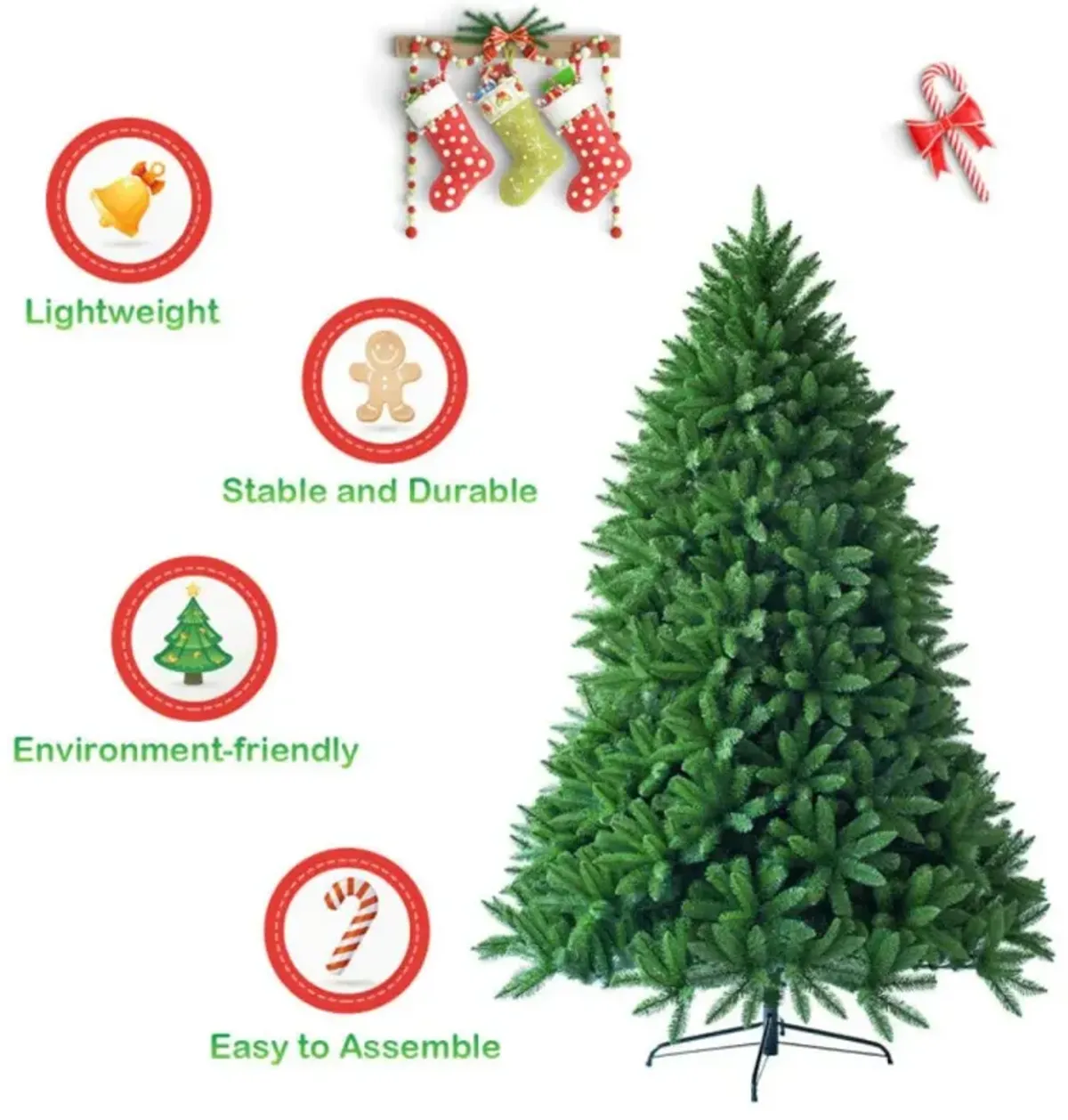 Hivvago 5 Feet Artificial Fir Christmas Tree with 600 Branch Tips