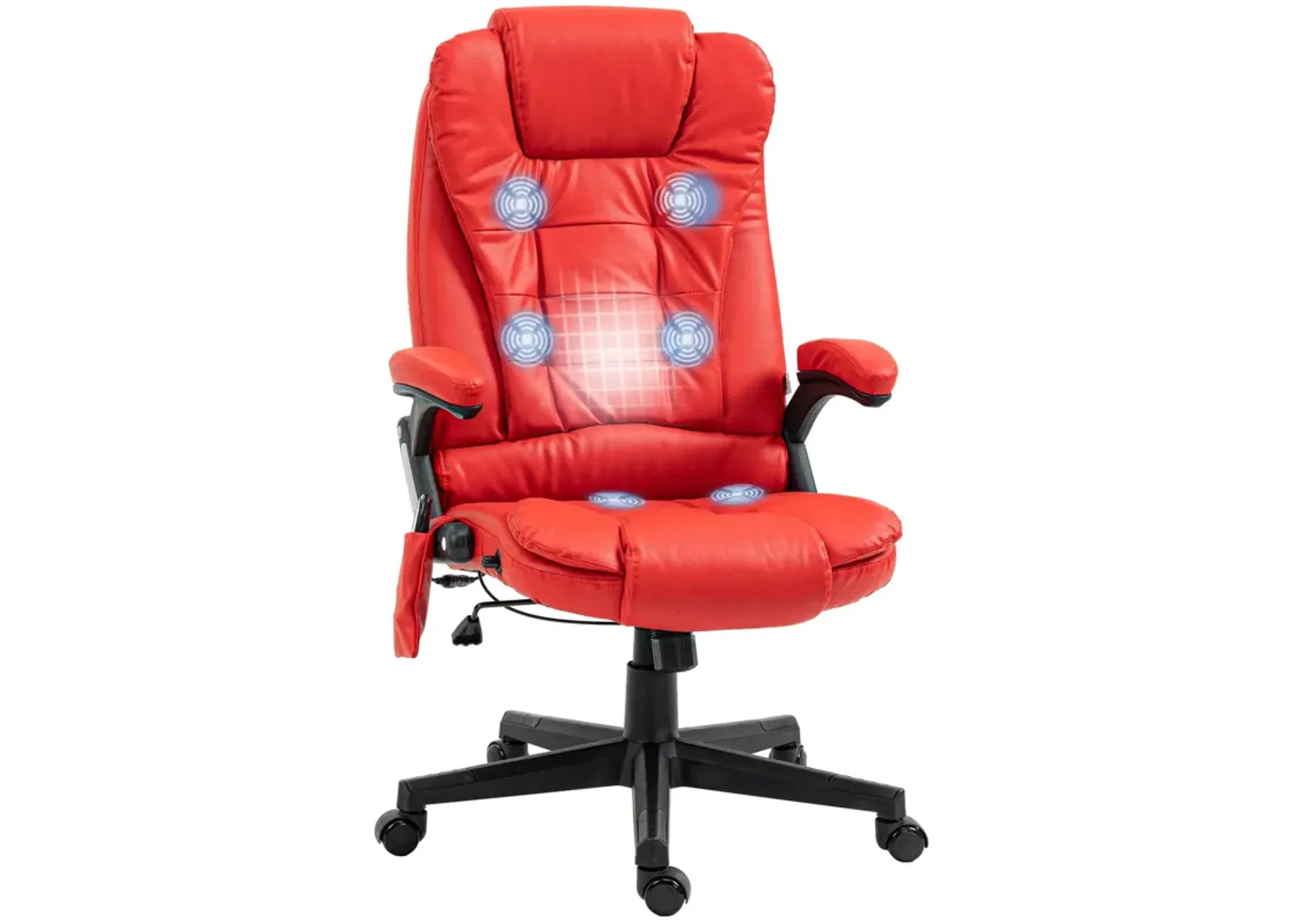 Red Heated Massage Office Chair: Reclining, 6 Vibration Points