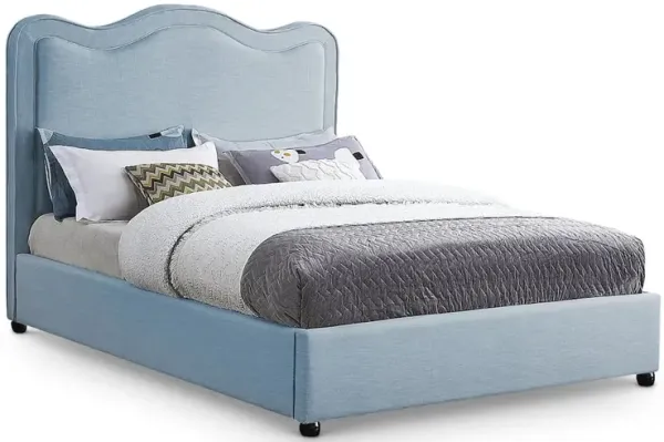 Meridian Furniture Felix Light Blue Linen Textured Fabric Full Bed