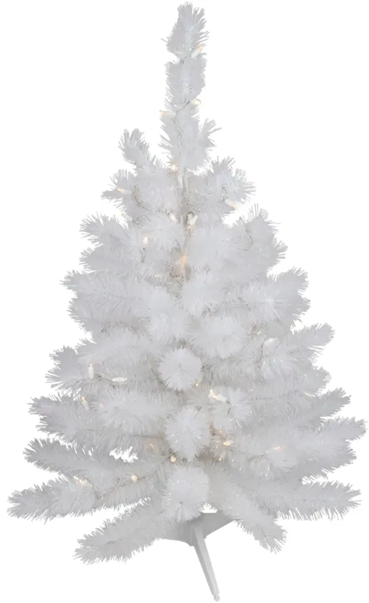 3' Pre-Lit White Alaskan Pine Artificial Christmas Tree  Warm White LED Lights