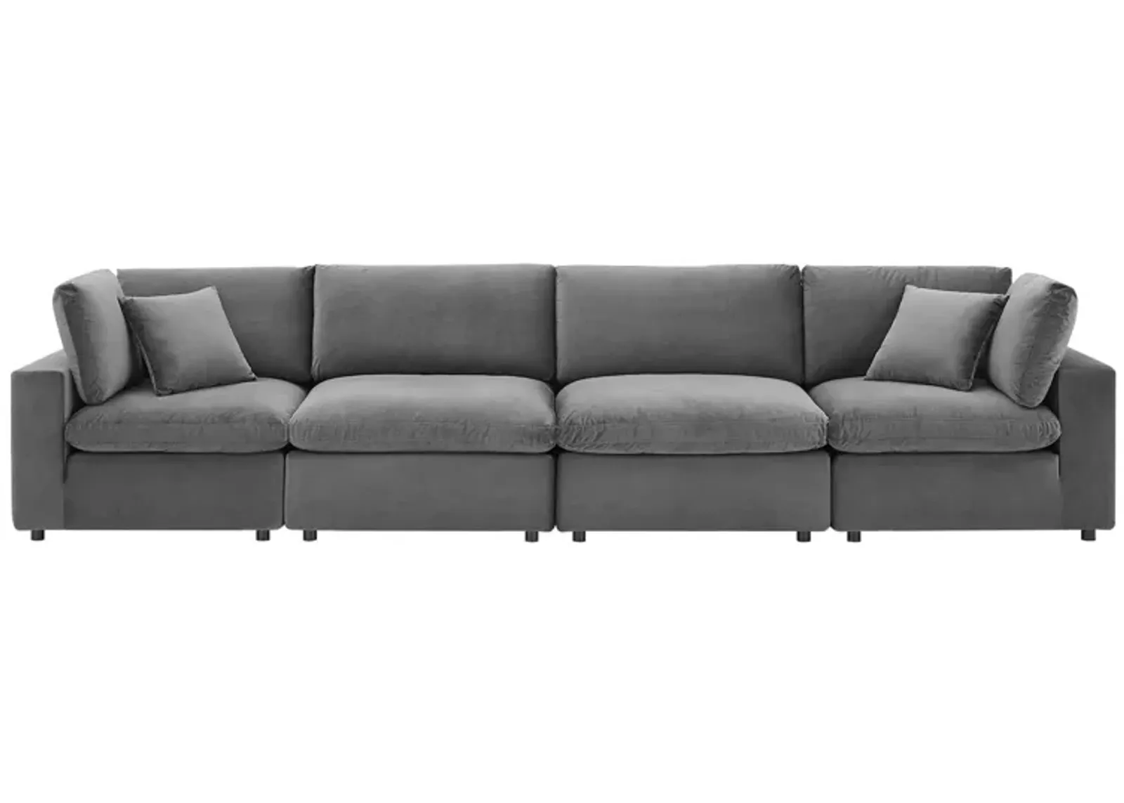 Commix Down Filled Overstuffed Performance Velvet 4-Seater Sofa