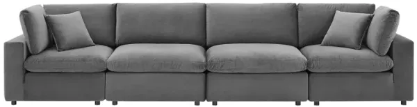 Commix Down Filled Overstuffed Performance Velvet 4-Seater Sofa