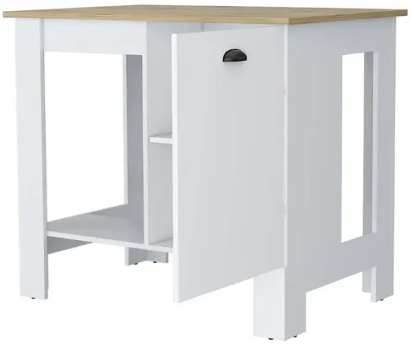 Streamdale Vancouver 1-Door Kitchen Island With Open Shelf White And Macadamia