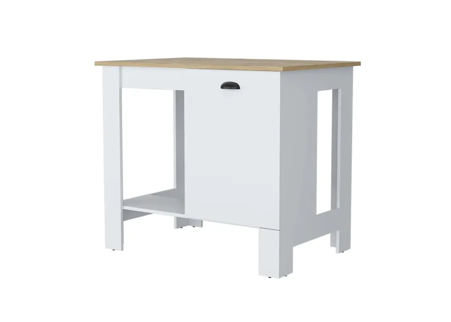 Vancouver 1-Door Kitchen Island With Open Shelf White And Macadamia