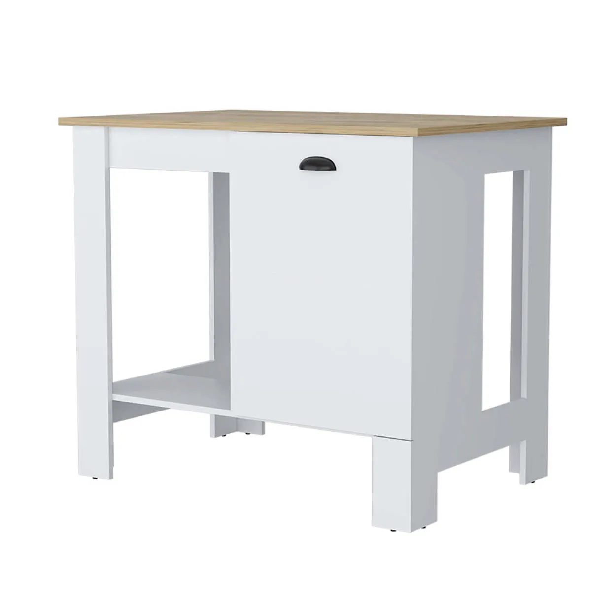 Vancouver 1-Door Kitchen Island With Open Shelf White And Macadamia