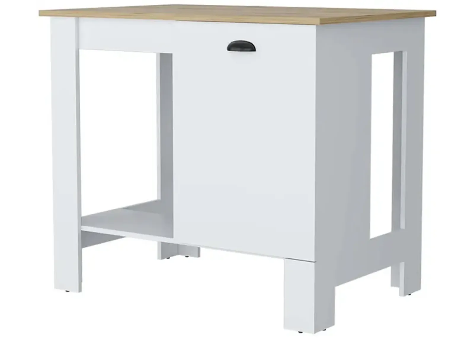 Vancouver 1-Door Kitchen Island With Open Shelf White And Macadamia