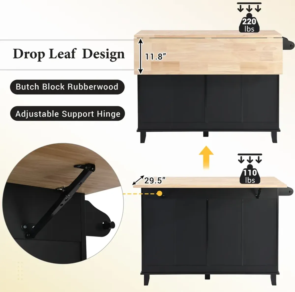 Streamdale Farmhouse Kitchen Island Set With Storage and Seating