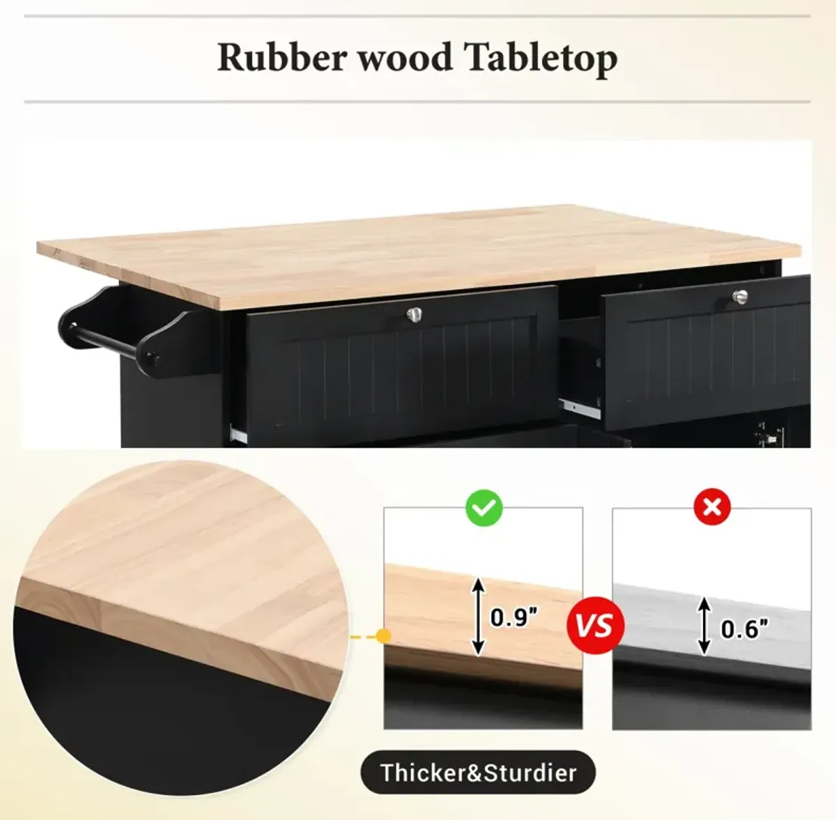 Farmhouse Kitchen Island Set With Drop Leaf And 2 Seatings, Dining Table Set With Storage