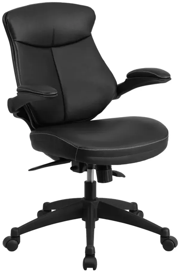 Kale Mid-Back LeatherSoft Executive Swivel Ergonomic Office Chair with Back Angle Adjustment and Flip-Up Arms