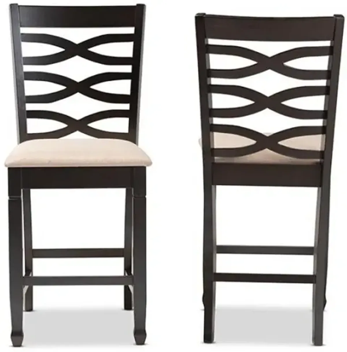 Espresso Brown Finished Wood Counter Height Pub Chair Set of 2