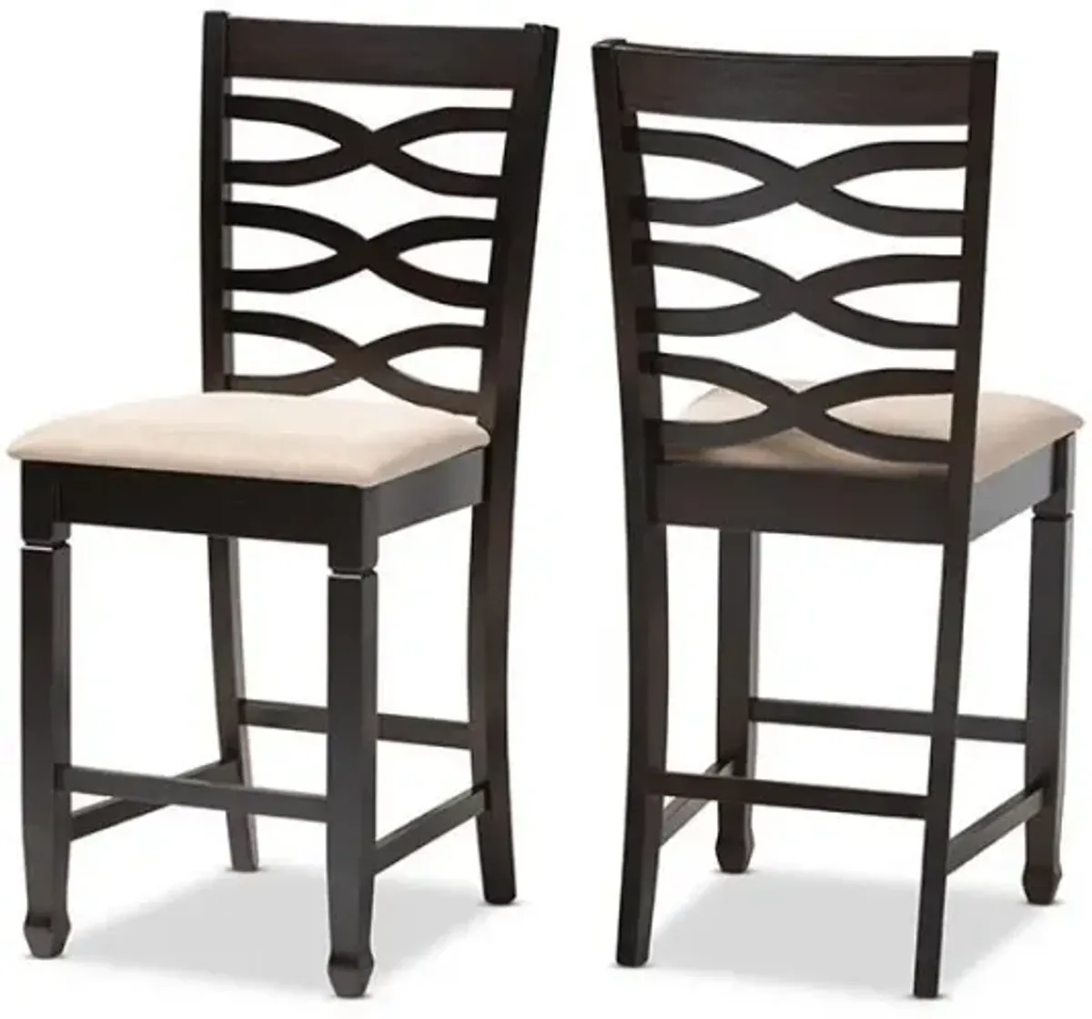 Espresso Brown Finished Wood Counter Height Pub Chair Set of 2