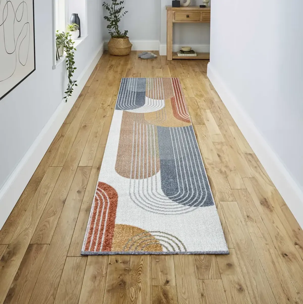 Arches Contemporary Minimalist Machine-Washable Runner Rug