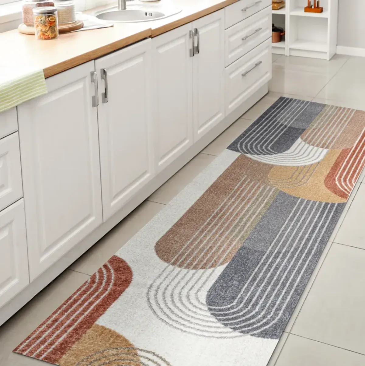 Arches Contemporary Minimalist Machine-Washable Runner Rug