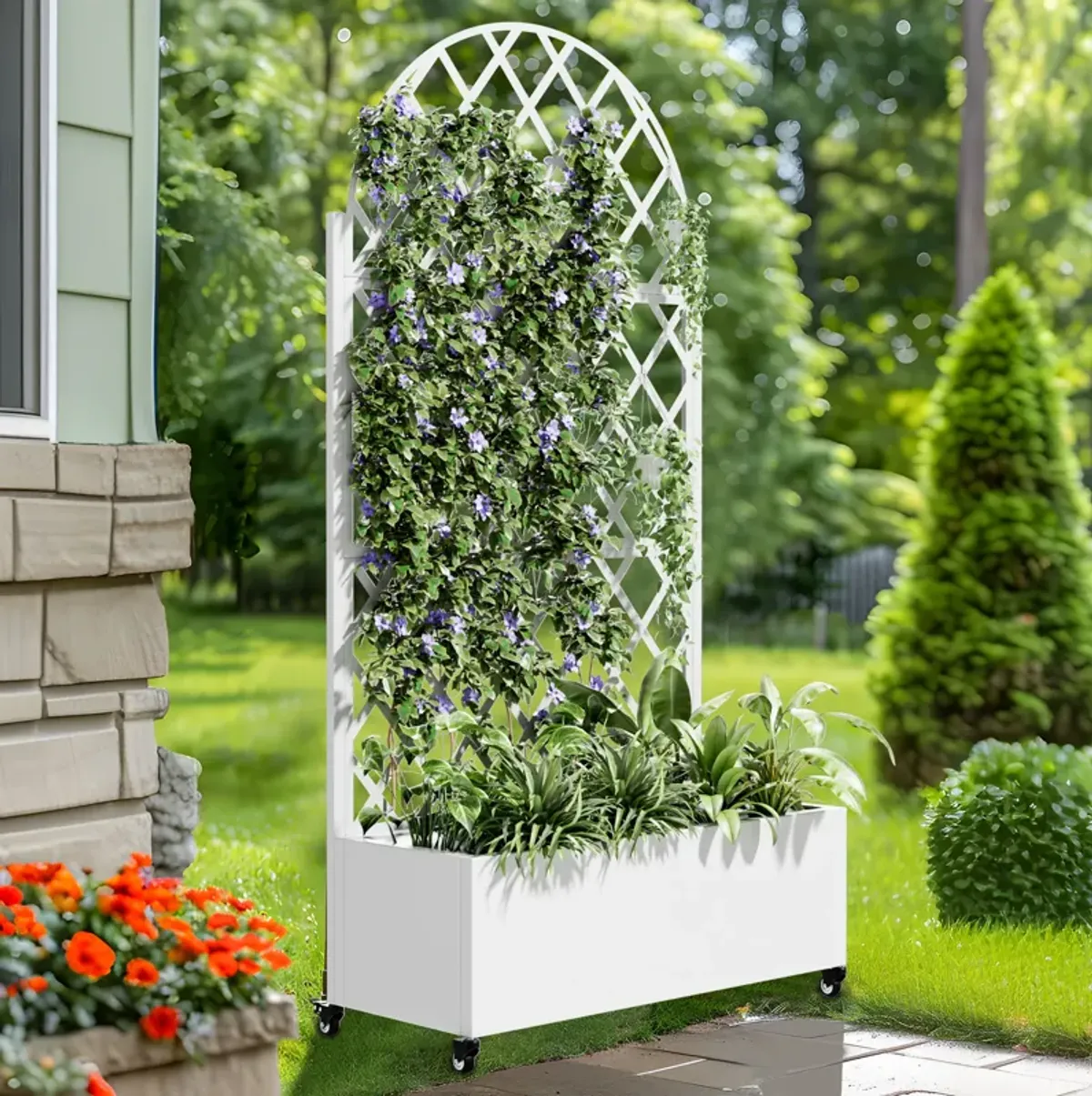 71*35.5 Archerd Metal Planter Box with Trellis