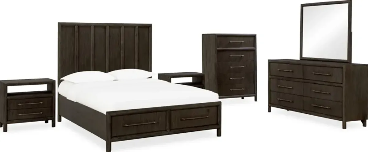 Dorsey King-size Wooden Two Drawer Storage Bed in Basalt Grey