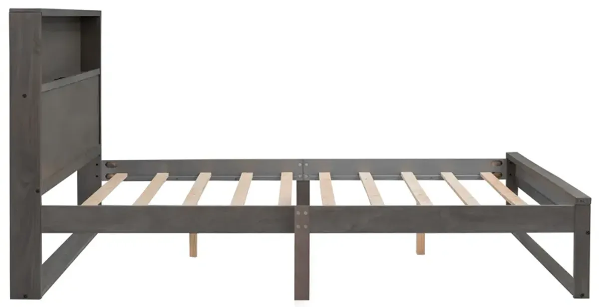 Merax Platform Bed with Storage Headboard