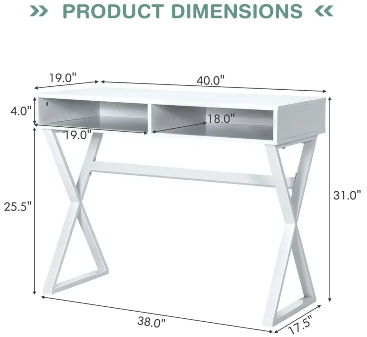 Modern Computer Desk Makeup Vanity Table with 2 Storage Compartments